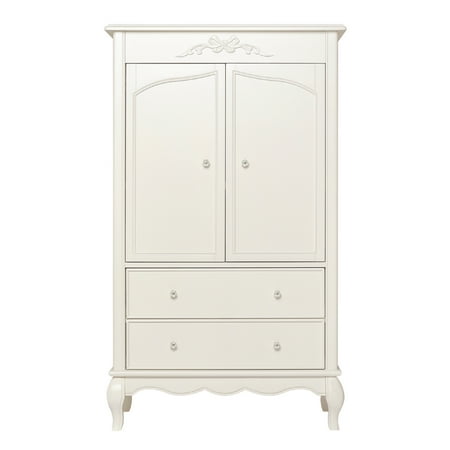 Evolur Armoire in Ivory Lace, Spacious Storage