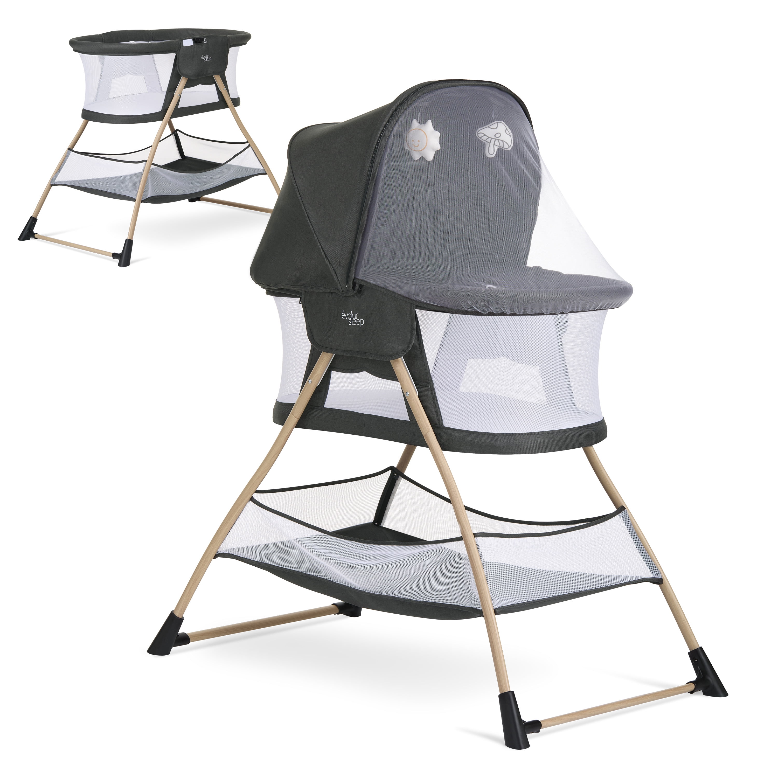 Evolur Cozy Dreamer Bassinet, Black