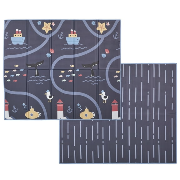 Evolur CozyCush Reversible Non-Toxic Baby Kids Playmat, Ocean