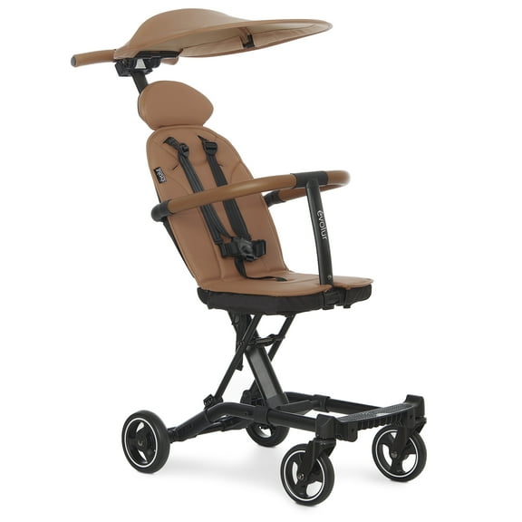 Evolur Cruise Rider Stroller with Canopy, Easy to Carry Travel Stroller, Cognac
