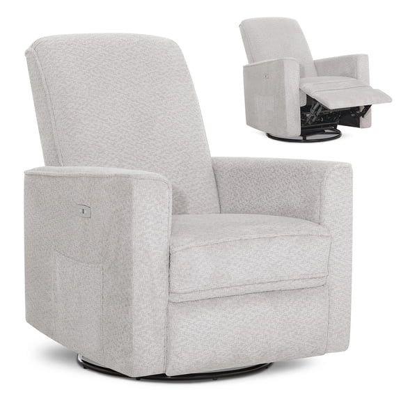 Evolur Harlow Deluxe Glider |Power Recliner| Rocker, Silver Mist