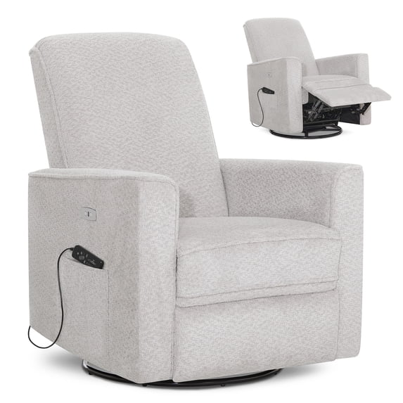 Evolur Harlow Deluxe Glider With Back Massager |Recliner| Rocker, Silver Mist