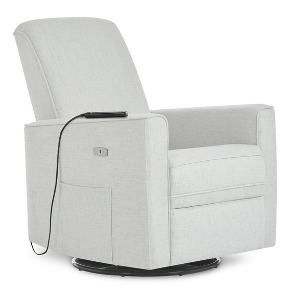 Evolur Harlow Deluxe Upholstered Glider, Power Recliner USB Port with in-Built Massager, Fog Grey