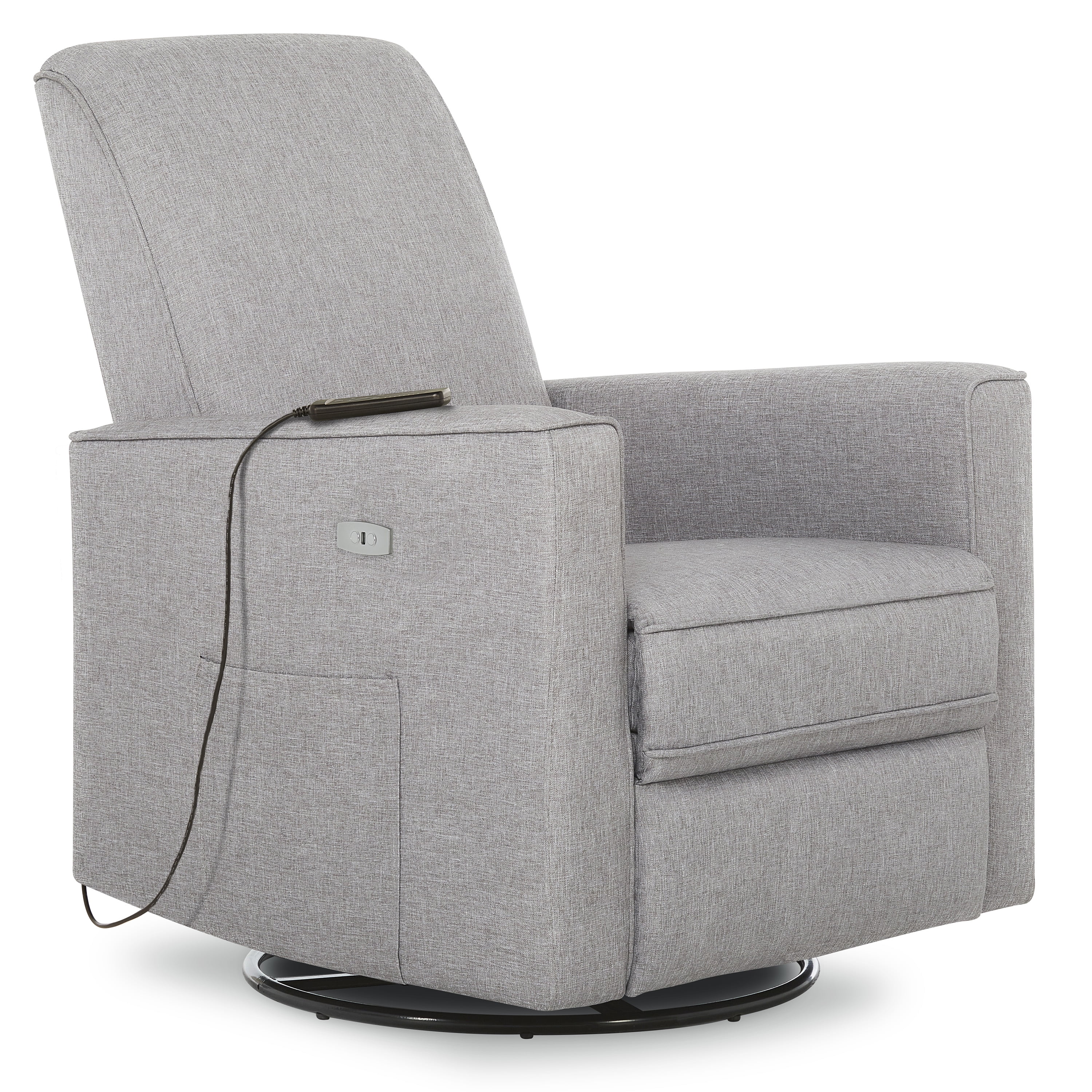 Swivel Gray Massage Recliner with Built-in USB and Metal Base