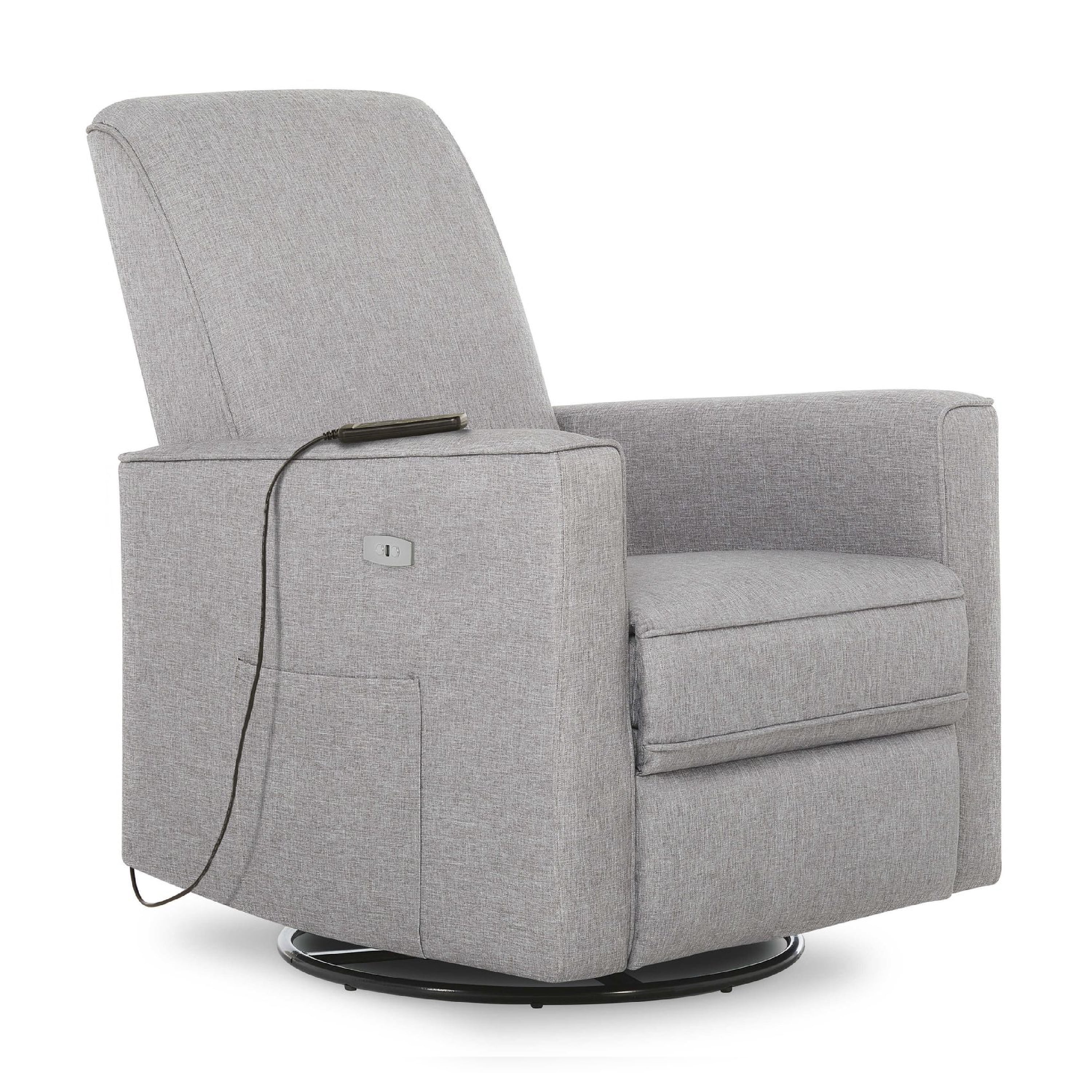 Swivel Gray Massage Recliner with Built-in USB and Metal Base