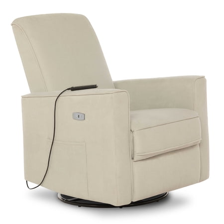 Evolur Harlow Deluxe Upholstered Glider, Power Recliner USB Port with in-Built Massager, Shell