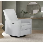 Evolur Harlow Deluxe Upholstered Plush Seating Glider Swivel, Power Recliner with USB Port, Greenguard Gold Certified, Glider Chair for Nursery, Mystic Gray