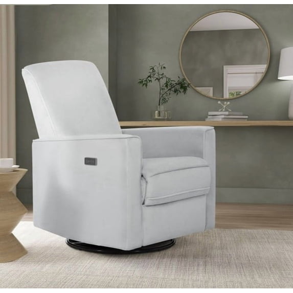 Evolur Harlow Deluxe Upholstered Plush Seating Glider Swivel, Power Recliner with USB Port, Greenguard Gold Certified, Glider Chair for Nursery, Mystic Gray