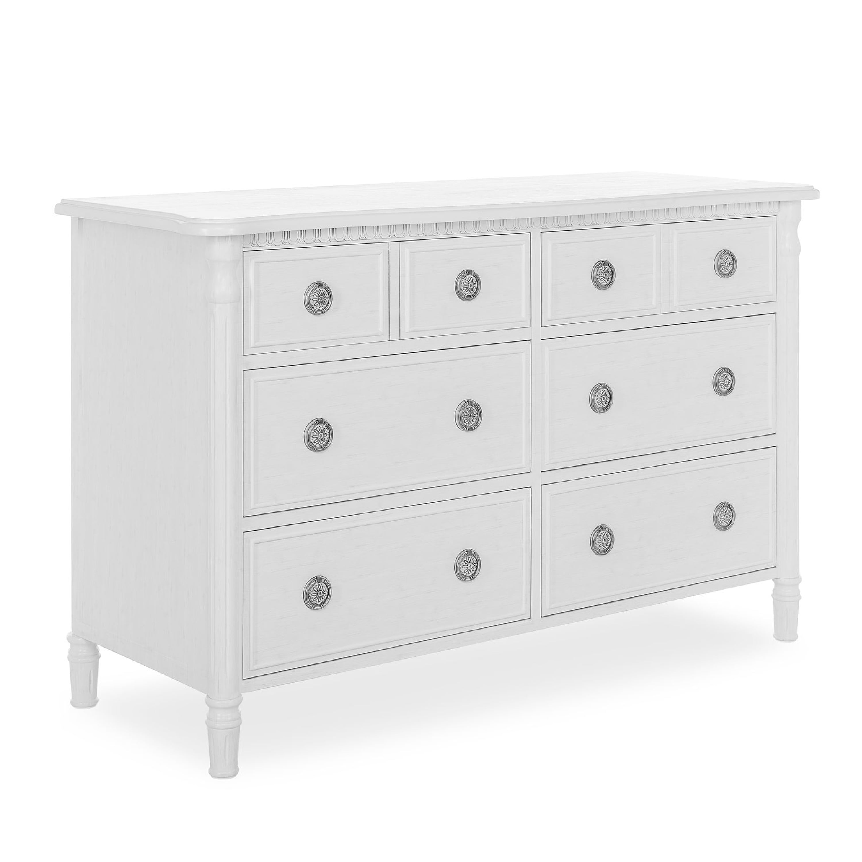 Evolur Julienne Double Dresser Brush White 6 drawers