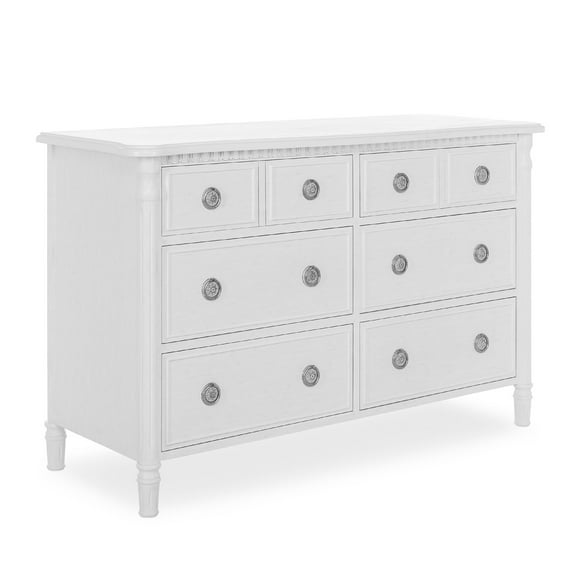Evolur Julienne Double Dresser, Brush White, 6 drawers, Traditional
