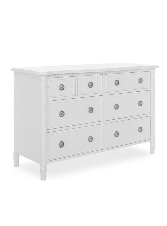 Evolur Julienne Double Dresser, Brush White, 6 drawers, Traditional