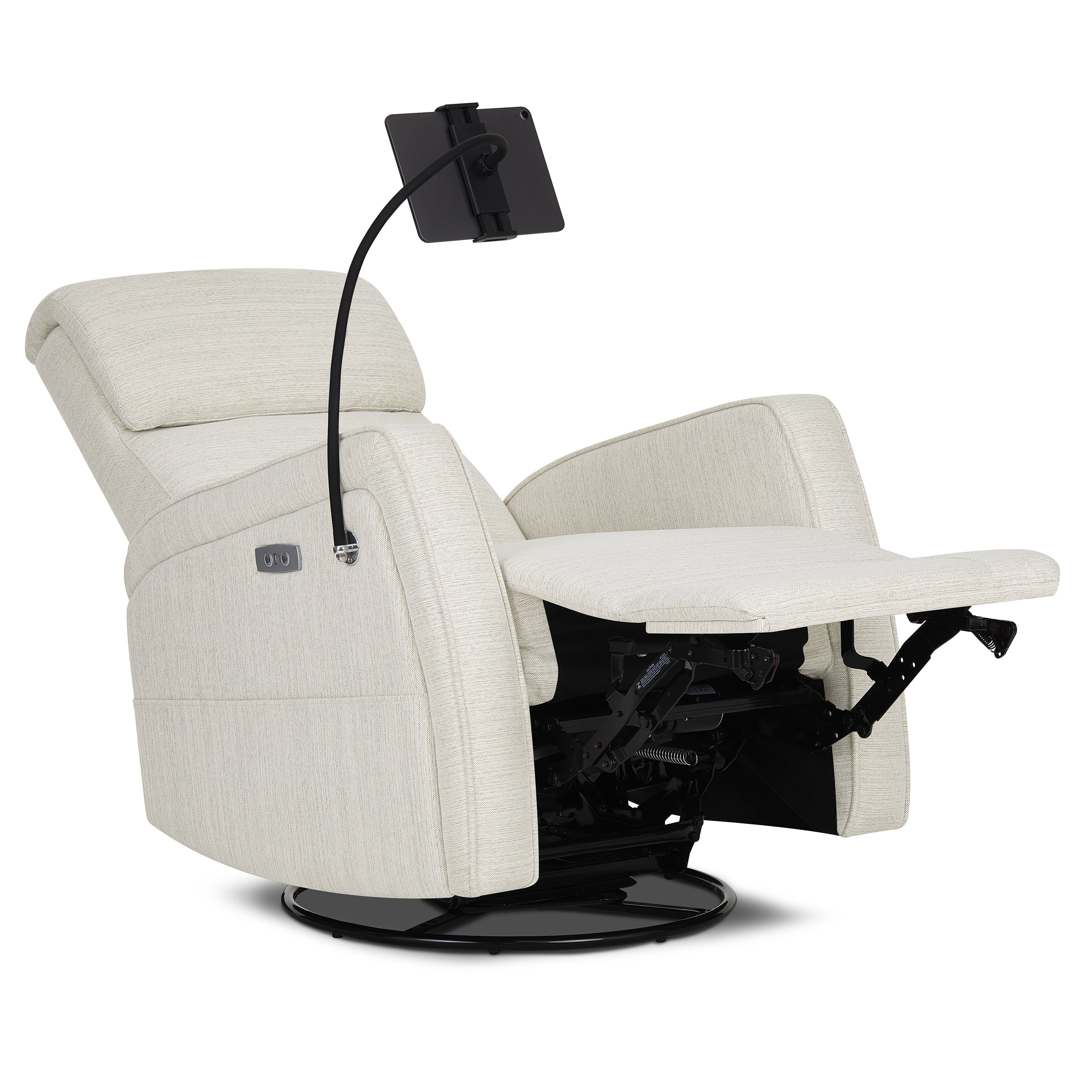 Evolur Maverick Power Recline Glider with Device Holder, Thunder Beige