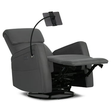 Evolur Maverick Power Recline Glider with Phone or Tablet Holder, Tempered Grey