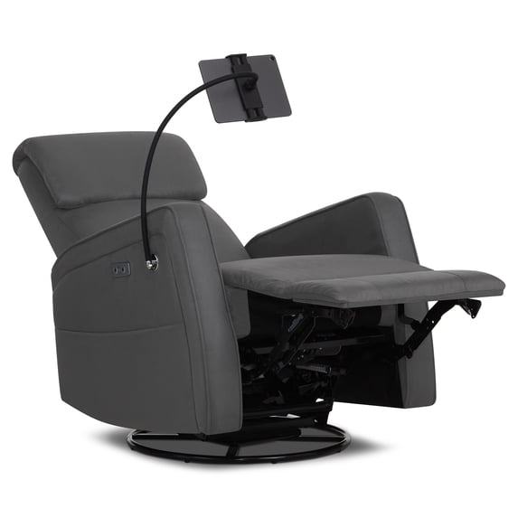 Evolur Maverick Power Recline Glider with Phone or Tablet Holder, Tempered Grey