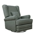 thumbnail image 1 of Evolur Melbourne Wing Back Swivel Glider I Nursery Glider I Durable Soft Fabric I Bonus Pillow In Iron, 1 of 21