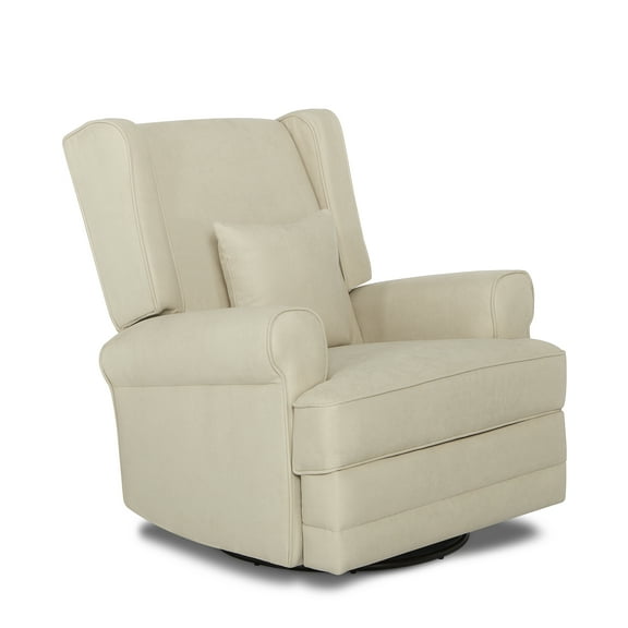 Evolur Melbourne Wing Back Swivel Glider I Nursery Glider I Durable Soft Fabric I Bonus Pillow In Shell