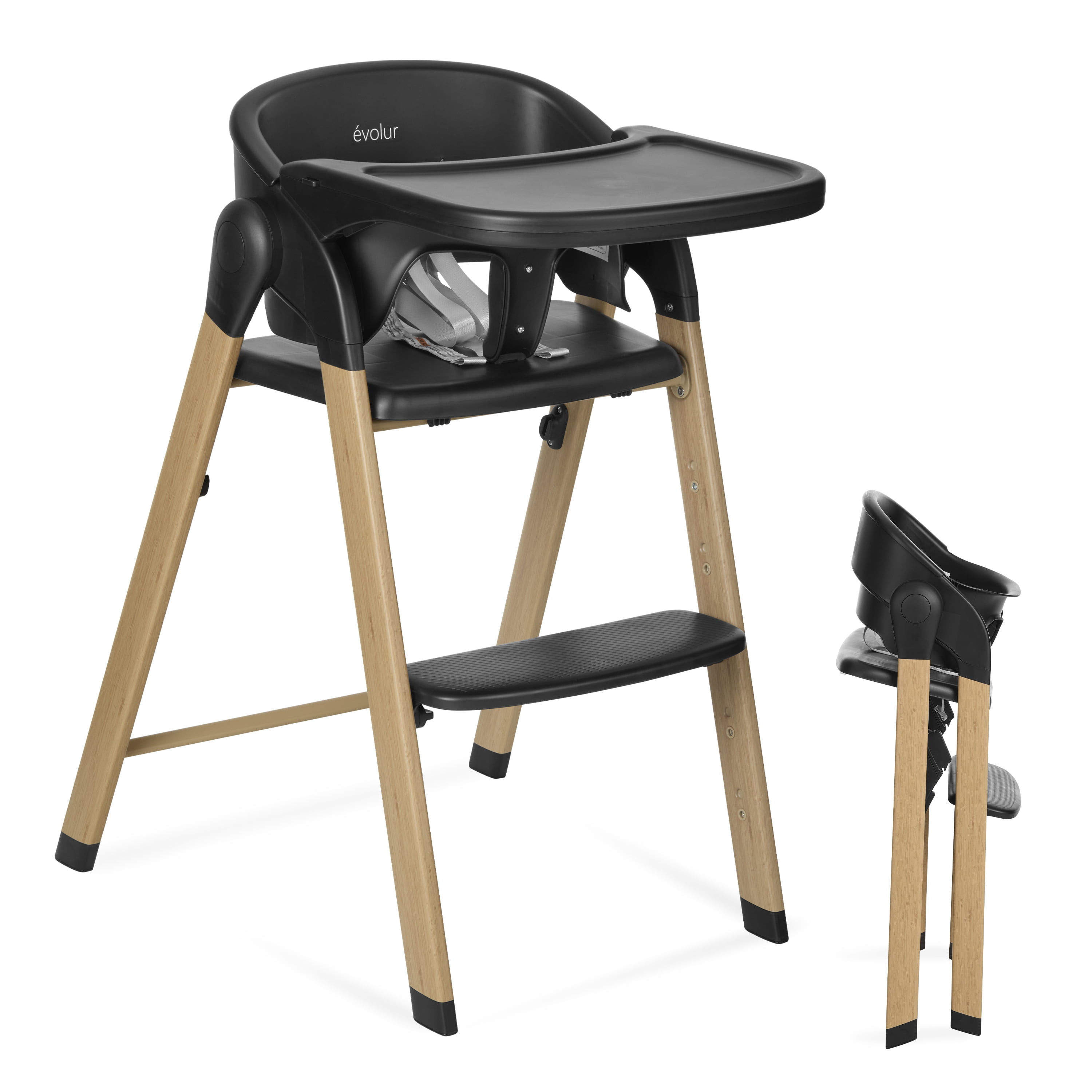 Evolur Nimbus High Chair in Black, Easily Converts from Baby High