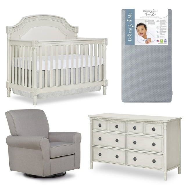 Evolur Nursery Essentials Bundle of Julienne 5-in-1 Convertible Crib Furniture Set