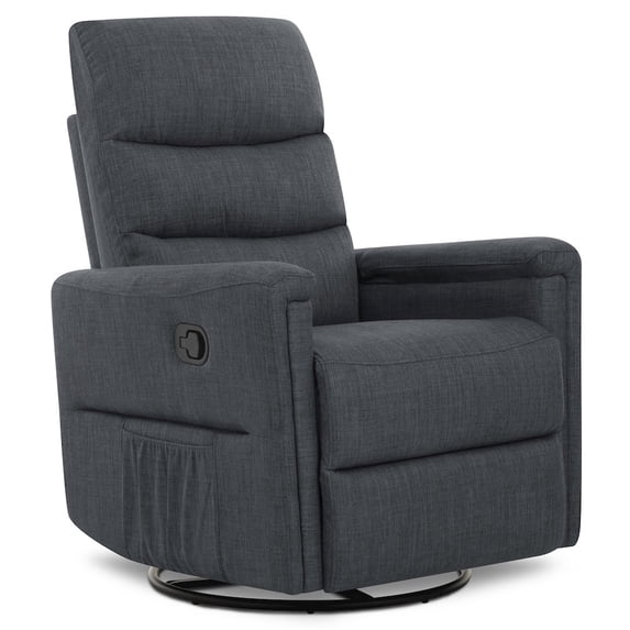 Evolur Peyton Manual Recline Glider with Full 360-Degree Swivel, Graphite