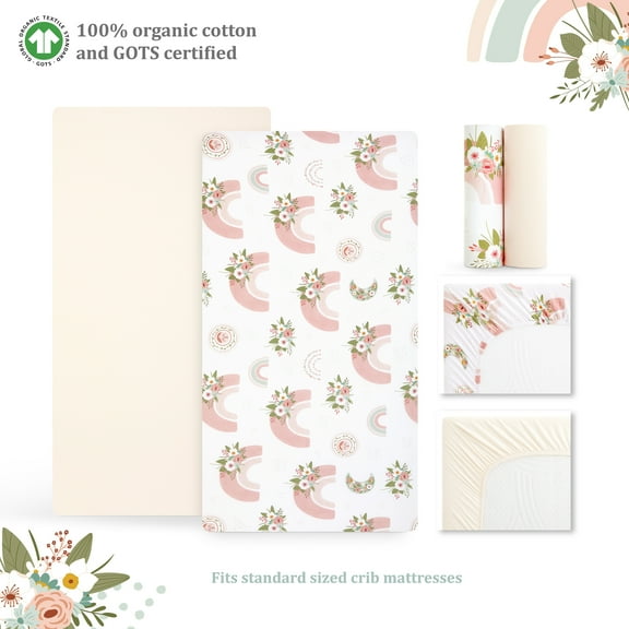Evolur RainBoho Collection ( 2pc Sheet Set ), Light Peach & Rainbow Print