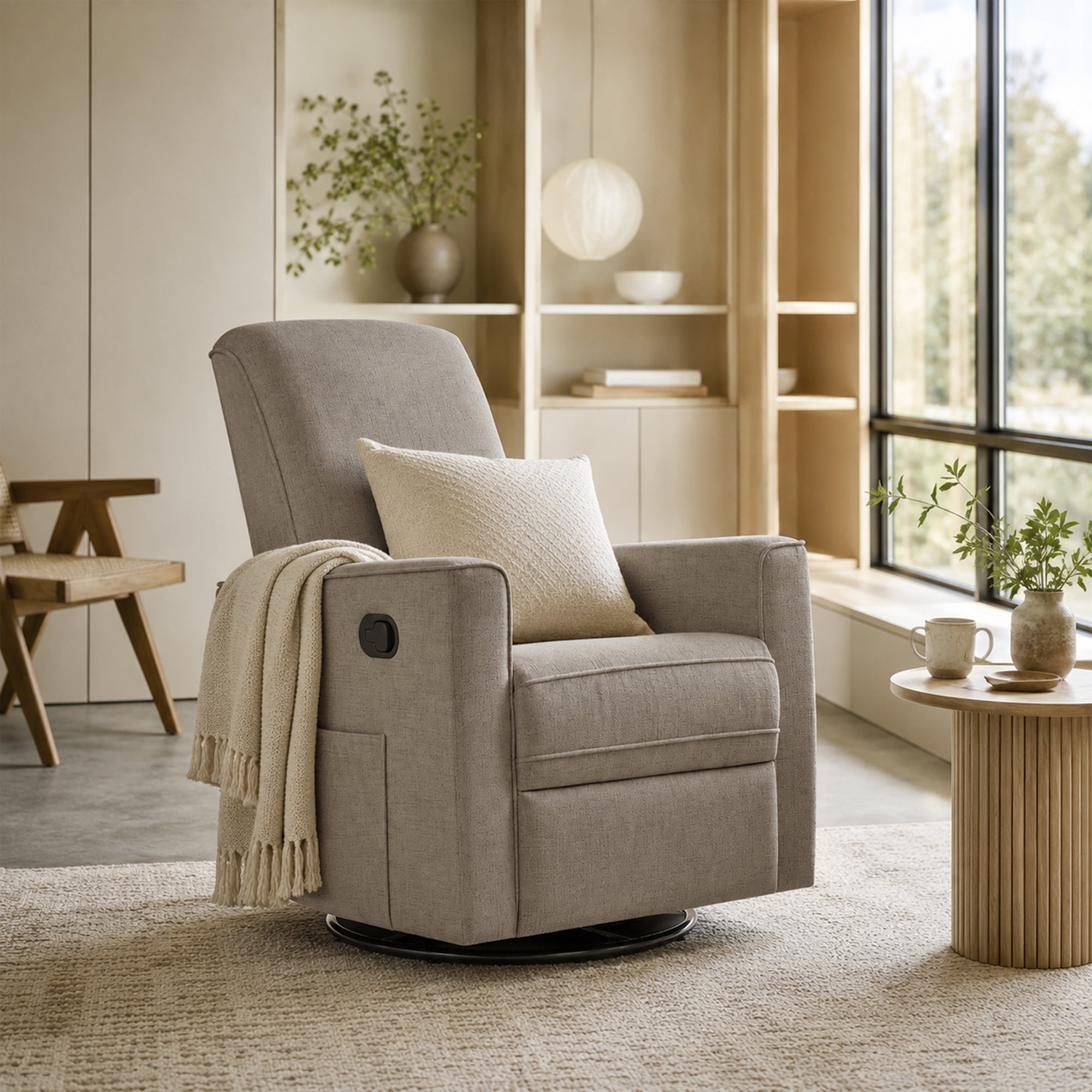 Evolur Raleigh Basic Glider |Recliner| Rocker, Light Truffle