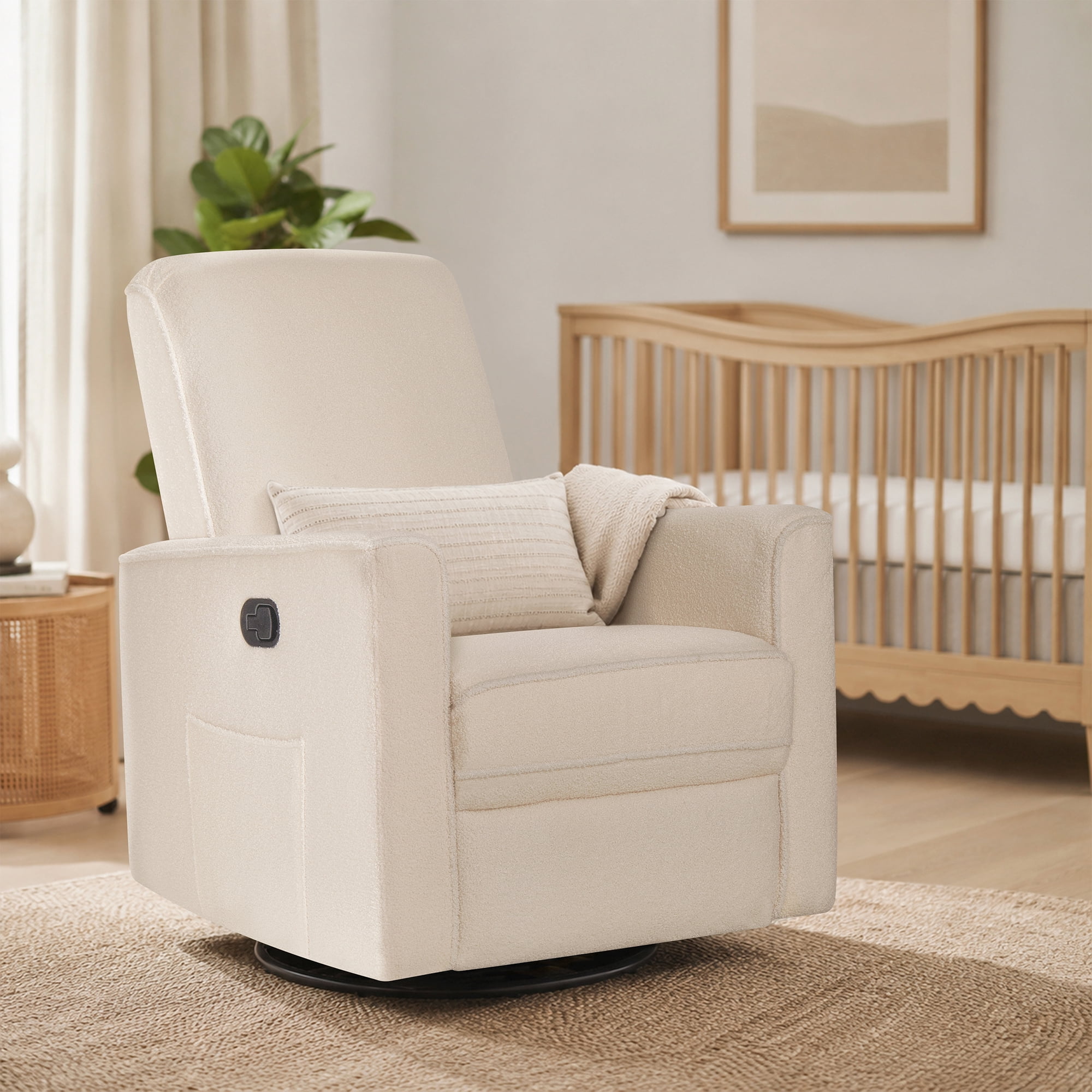 Evolur Raleigh Basic Glider |Recliner| Rocker, Plush Ivory