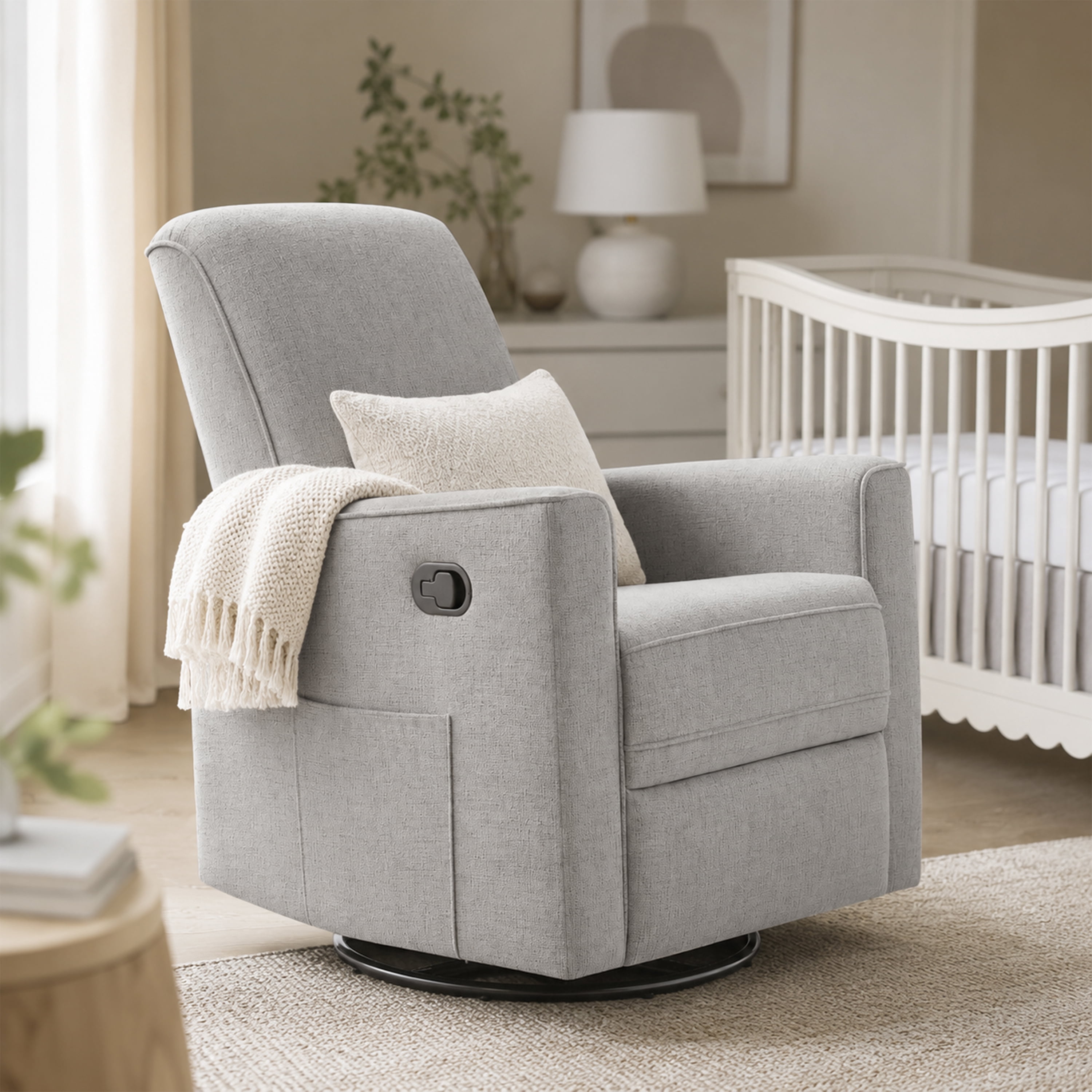 Evolur Raleigh Basic Glider |Recliner| Rocker, Soft Pebble