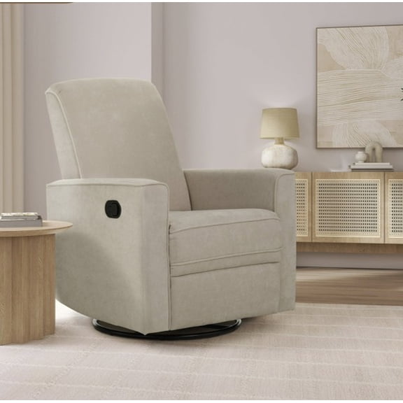 Evolur Raleigh Nursery Glider Recliner and Rocking Chair in Tan, 360° Swivel Motion, Multiple Recline Positions, Easy to Clean, FSC and Greenguard Gold Certified