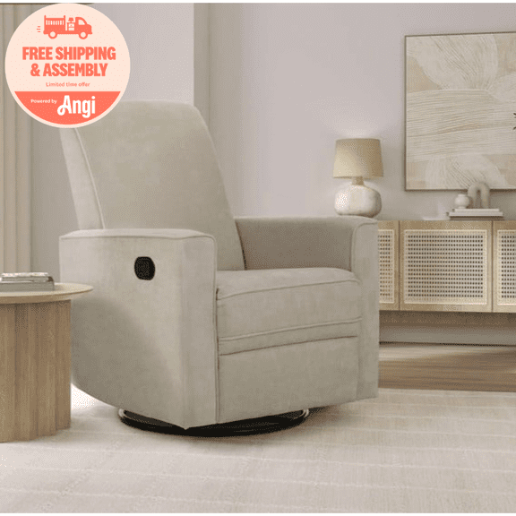 Evolur Raleigh Nursery Glider Recliner and Rocking Chair in Tan, 360° Swivel Motion, Multiple Recline Positions, Easy to Clean, FSC and Greenguard Gold Certified
