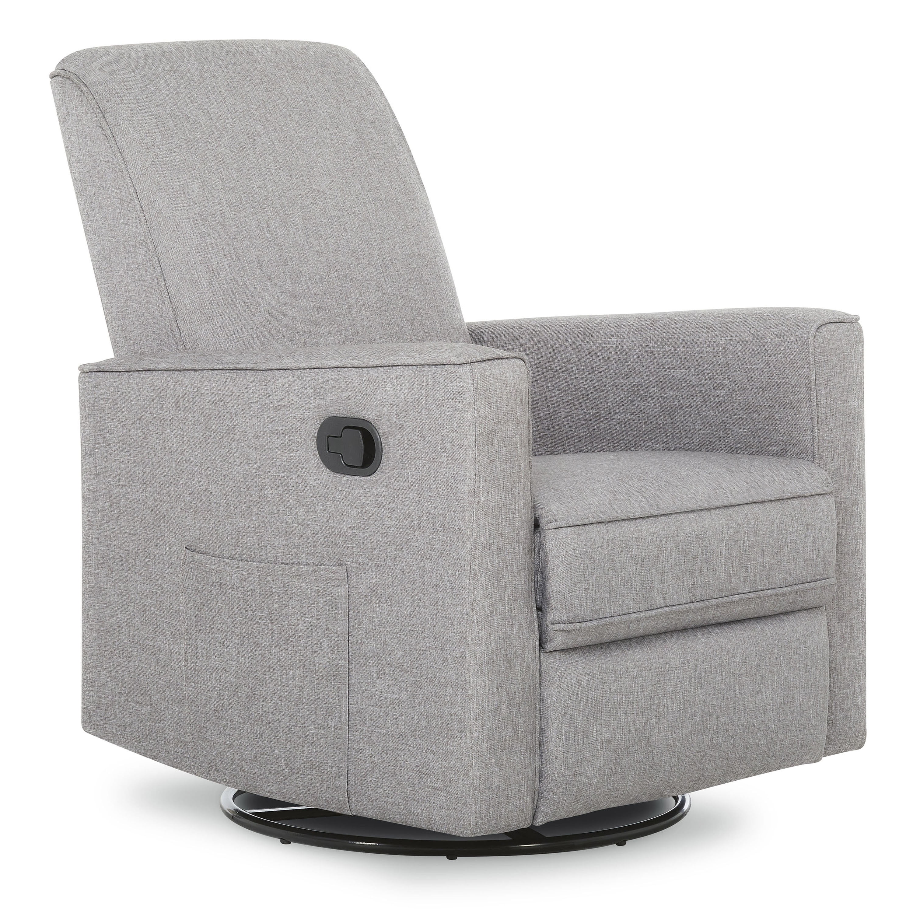 Light Gray Ergonomic Metal Swivel Recliner with Rounded Arms