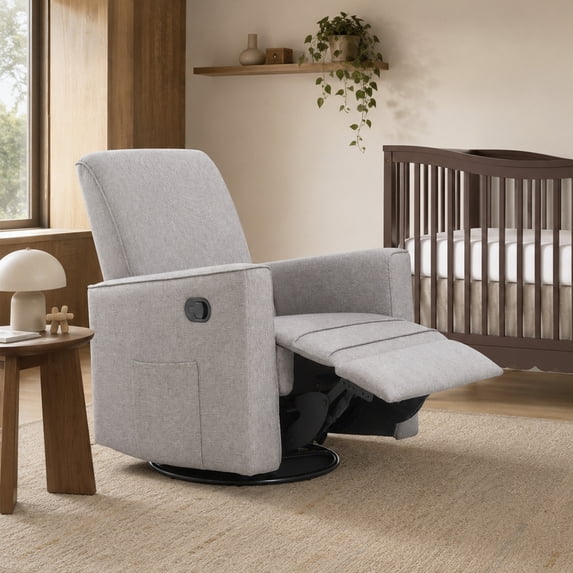 Evolur Raleigh Nursery Glider Recliner and Rocking Chair in Light Gray, 360° Swivel Motion, Multiple Recline Positions, Easy to Clean, FSC and Greenguard Gold Certified