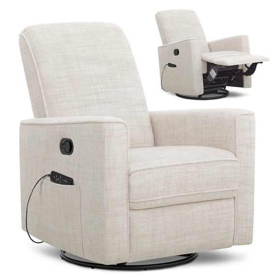 Evolur Raleigh Glider With Back Massager |Recliner| Rocker, Parchment