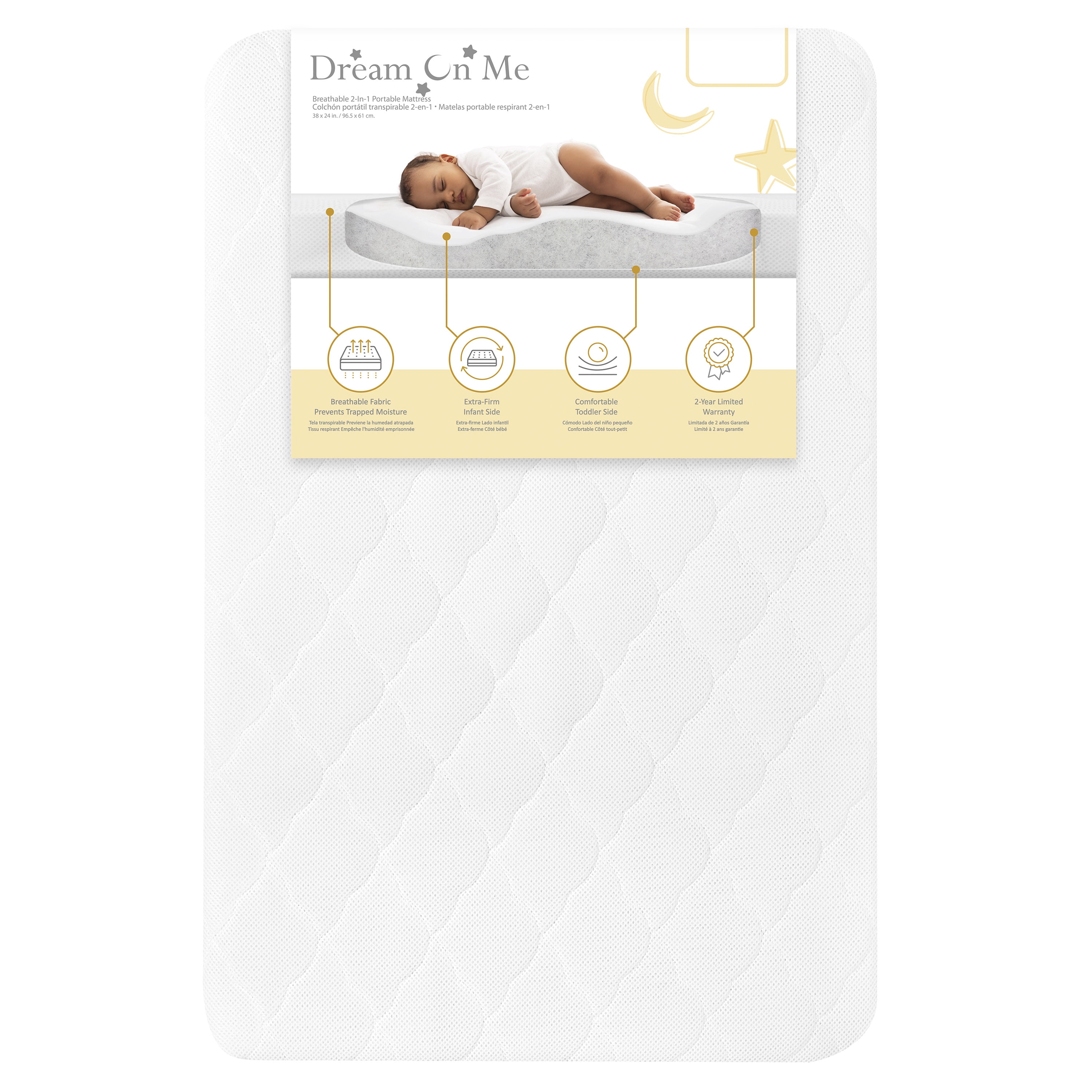 White Dual-Sided Memory Foam Mini Crib Mattress