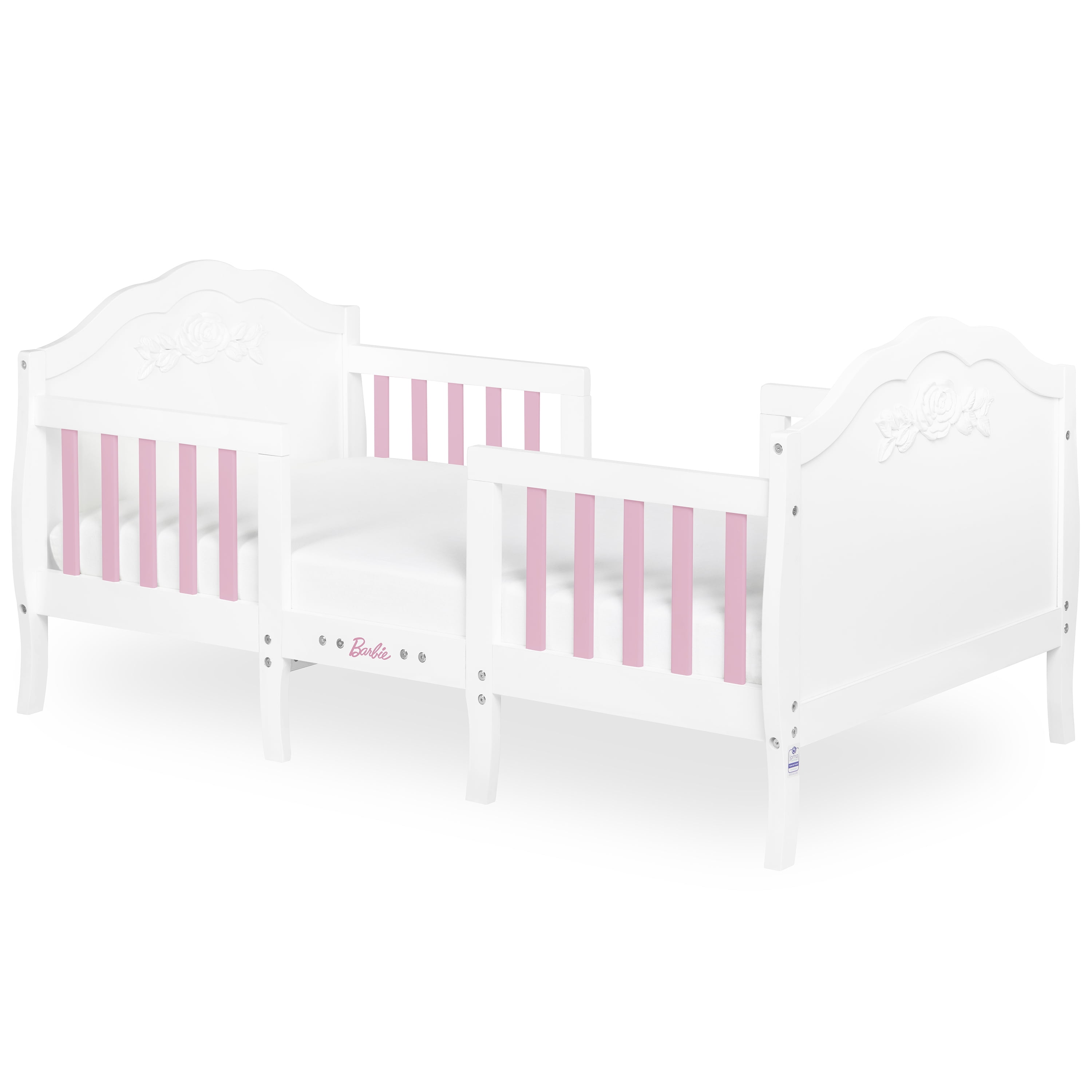 Evolur Rose Toddler Bed in White and Pink