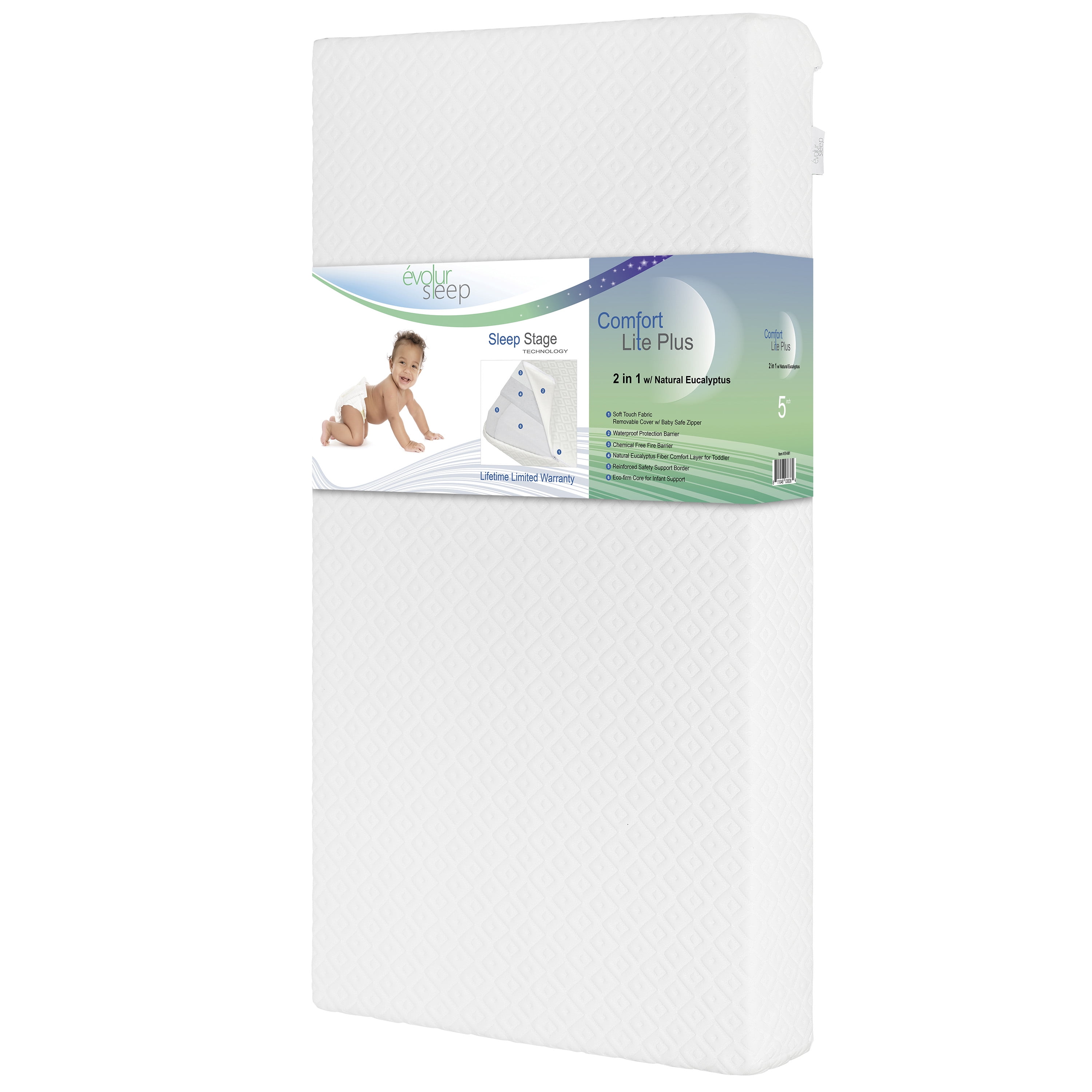 Evolur Sleep Comfort Lite Plus with Natural Fiber Crib & Toddler Foam Mattress