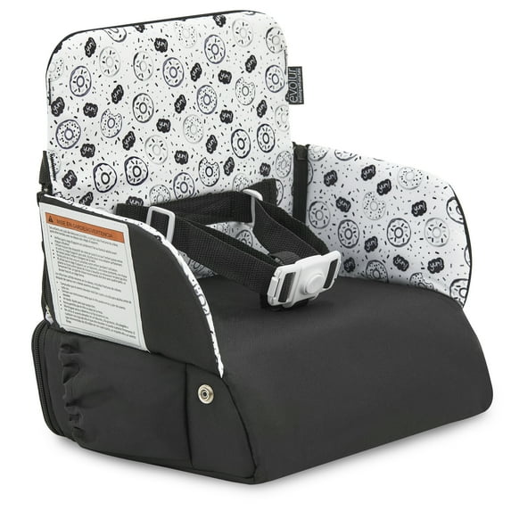 Evolur Snug Packsack 2-in-1 Portable Booster Seat and Travel Bag, Black And White