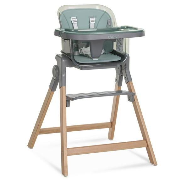 Evolur Tiny Throne 2-in-1 Portable High chair in Matcha Green, Baby High Chair Converts into Booster Seat & Adult Stool, Removable Tray and Easy To Clean
