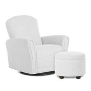 Evolur Vienna Swivel Glider with Ottoman, Greenguard Gold Certified, Made from Sturdy and Sustainable FSC-Certified Wood, Fog