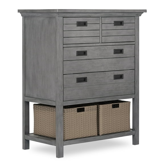 Evolur Waverly Tall Chest with Baskets, Rustic Grey