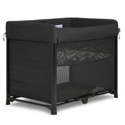 Evolur Zane Portable Playard with Bassinet black, Quick and Easy to Fold Baby Playard, Includes Thick Foam Mattress Pad with Removable & Washable Cover