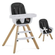 Evolur Zoodle 2-in-1 High Chair Booster Feeding Chair with Modern Design, Black