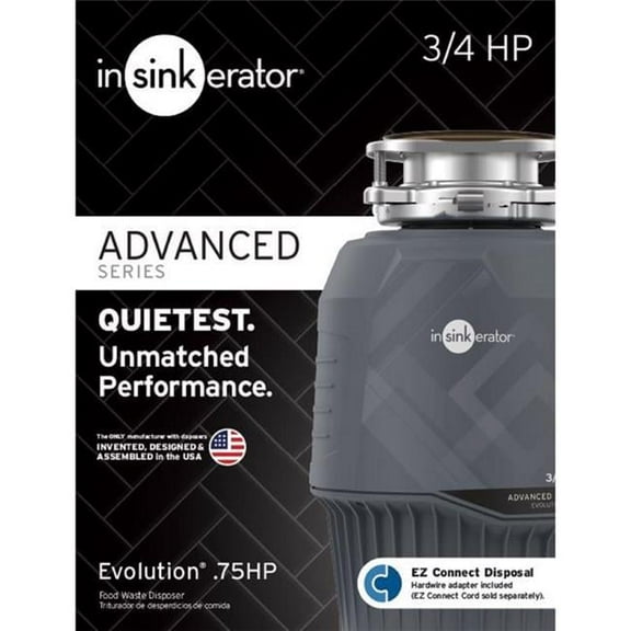 Evolution 0.75 HP Continuous Feed Garbage Disposal, Gray