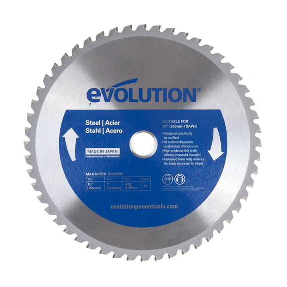 Evolution 10BLADEST | 10 In. | 52T | 1 In. Arbor | Mild Steel And Ferrous Metal TCT Blade
