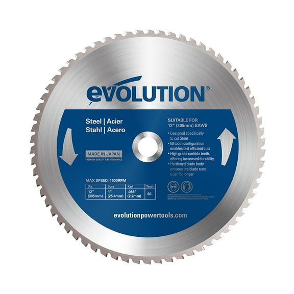 Evolution 12BLADEST | 12 In. | 52T | 1 In. Arbor | Mild Steel And Ferrous Metal TCT Blade