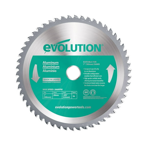 Evolution 180BLADEAL | 7 In. | 54T | 20mm Arbor | Aluminum And Non-Ferrous Metal TCT Blade
