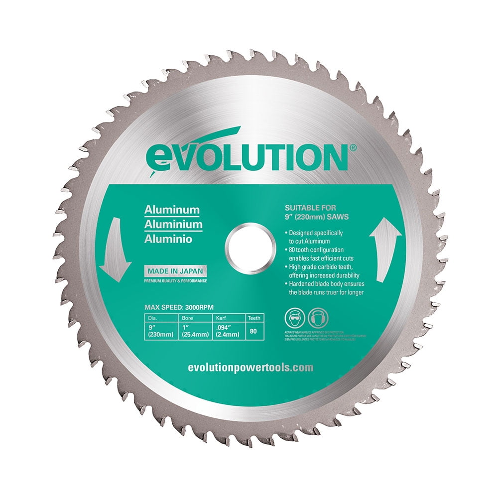 Evolution 230BLADEAL | 9 In. | 80T | 1 In. Arbor | Aluminum And Non-Ferrous Metal TCT Blade