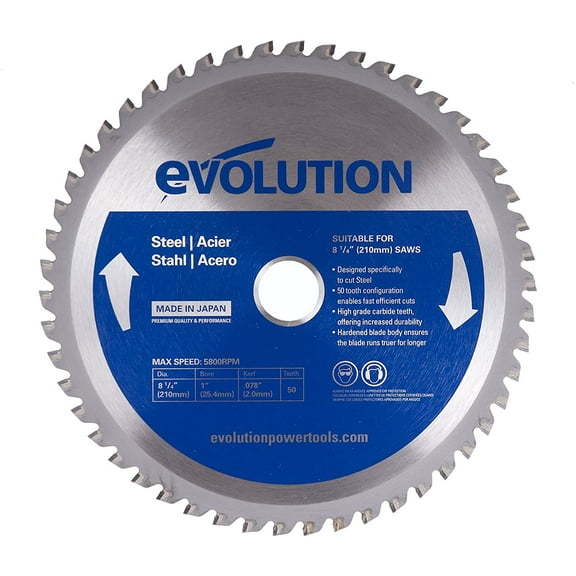 Evolution 8-1/4 in. 50T, 1 in. Bore, Tungsten Carbide Tipped Mild Steel Cutting Blade