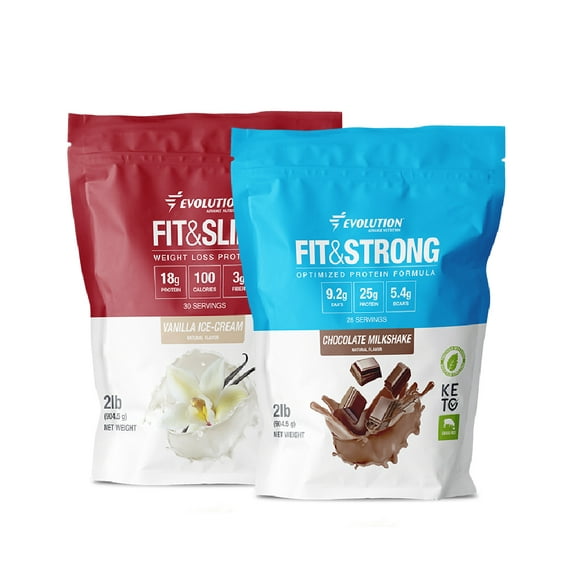 Evolution Advance 100% Whey Protein Powder + Fit & Slim, Non GMO, Stevia Sweetened  2 Pack