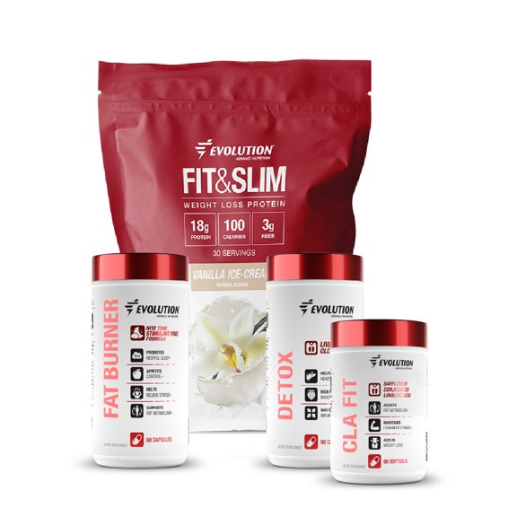 Evolution Advance Nutrition Accelerated Fat Loss Bundle: Nite Time SLEEP fIT, Detox Dietary Supplement, CLA Fit and Fit & Slim Protein (Vanilla)