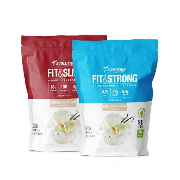 Evolution Advance Nutrition Grass Fed 100% Whey Protein Powder + Fit & Slim with Glucomannan, Inulin Fiber  High Fiber, High Protein, Pure, Keto Approved, Non GMO, Stevia Sweetened  2 Pack